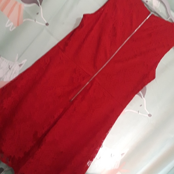 Celebrate The ♥️ 🤍 💙 W/THIS RED LACE FLORAL DRESS APT.9 SZ 14 - Picture 8 of 8